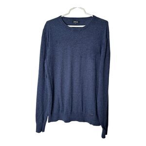Sergio Sweater Mens Large‎ Blue Cotton Cashmere Blend Scoop Neck Pullover